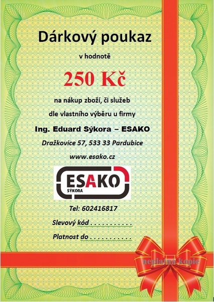 Dárkový poukaz v hodnotě 250 Kč