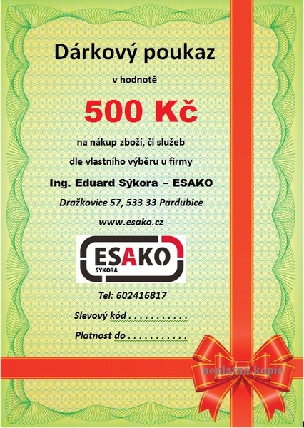Dárkový poukaz v hodnotě 500 Kč