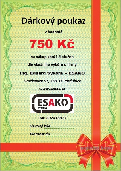 Dárkový poukaz v hodnotě 750 Kč