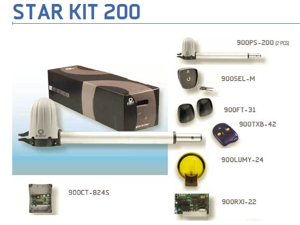 Pohony křídlových bran KEY Star 200 brána  s průjezdem 4m 4m
