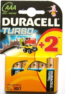 Baterie Duracell TURBO AAA mikrotužka 1,5V